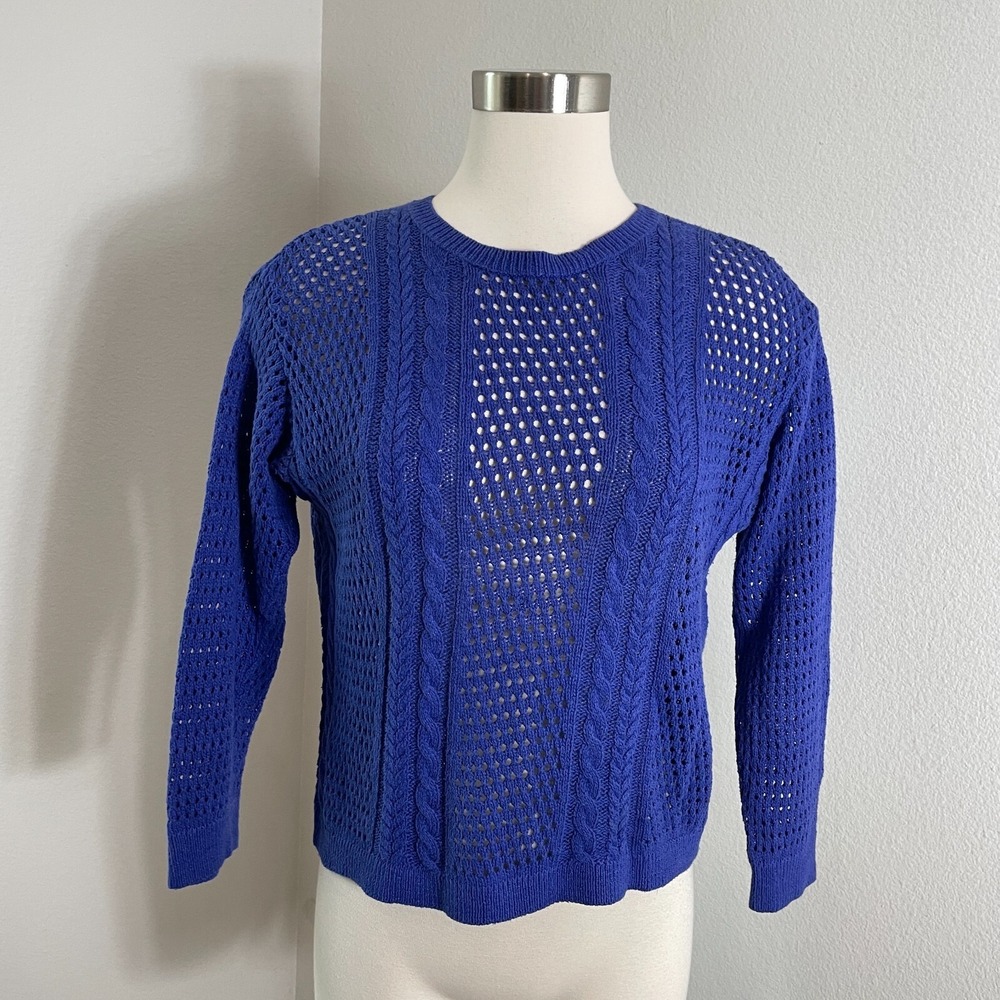 Joie Womens Small Purple Open Cable Knit Sweater Long Sleeve Pullover‎